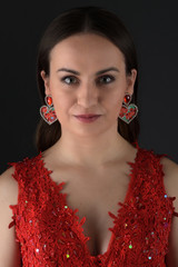 Beautiful woman with red dress