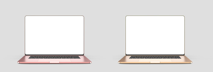 Set of laptops, templates on a gray background. Model, modern design