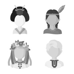 Isolated object of person and culture symbol. Set of person and race vector icon for stock.