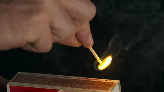 Lighting Match on Matchbox Slow Motion