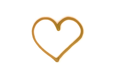 Graffiti heart sign sprayed on white isolated background