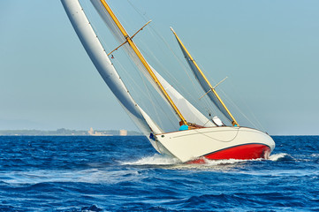 Sailing yachts race. Yachting. Sport