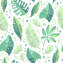 Vector illustration, flat design. Tropical leaf pattern 