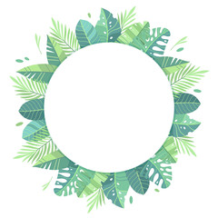 Vector illustration. Tropical round frame, template for your design
