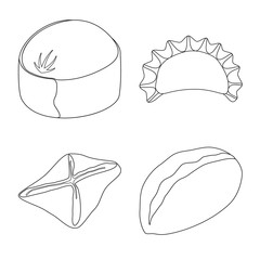 Vector illustration of food and dish symbol. Set of food and cooking stock vector illustration.