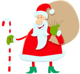 funny Santa Claus cartoon character with presents
