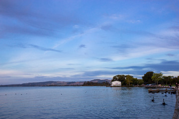 evening sky over lake Rotorua, New Zealand