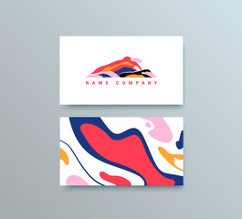 Colorful Mountain Logo Template. Vector Buisness Card for Travel Company