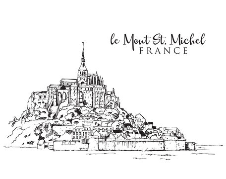 Drawing sketch illustration of le Mont Saint Michel