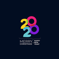 Happy new year 2020 vector background. Cover of card for 2020. Vector illustration. Isolated on black background.