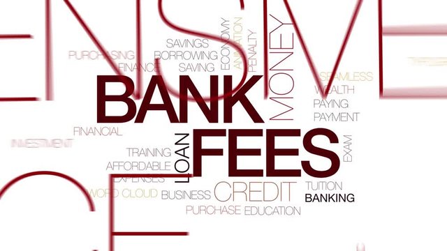 Bank fees animated word cloud. Kinetic typography.