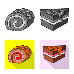 Vector illustration of confectionery and culinary icon. Collection of confectionery and product vector icon for stock.