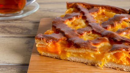 Lemon pie on a cutting board