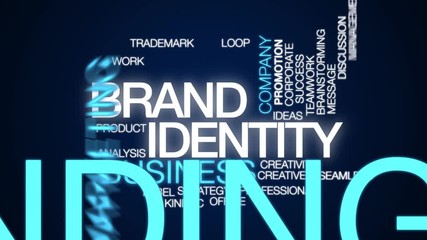 Brand identity animated word cloud. Kinetic typography.