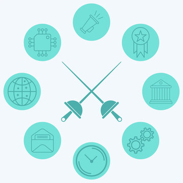 Fencing vector icon sign symbol