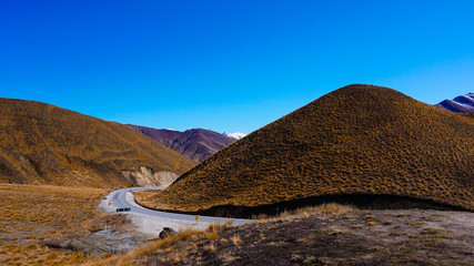  lindis pass landscape blue clouds New zealand