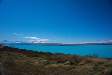 Lake Pukaki glacier tasman mt cook new zealand	