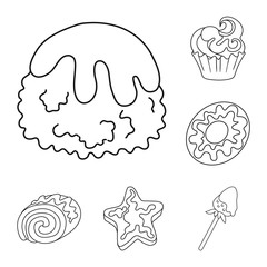 Vector illustration of sweet and product logo. Set of sweet and caramel stock symbol for web.