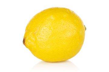 One whole fresh yellow lemon isolated on white background