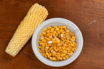 plate with corn cooked