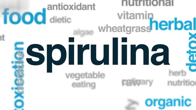 Spirulina animated word cloud. Kinetic typography.