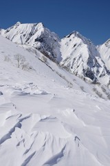 Obraz premium Back country skiing / snowboarding in Hakuba valley, Japan