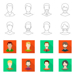 Vector illustration of professional and photo icon. Collection of professional and profile stock symbol for web.