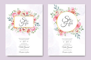 wedding card with beautiful floral template