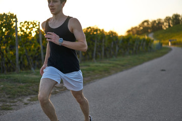 Close-up of a young sporty jogger