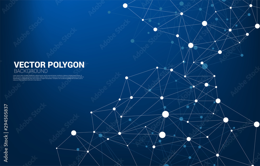 Poster Network Connecting dot polygon background. Concept of Network Business, technology, Data and chemical. Dot connect line abstract background represent futuristic network and data transformation