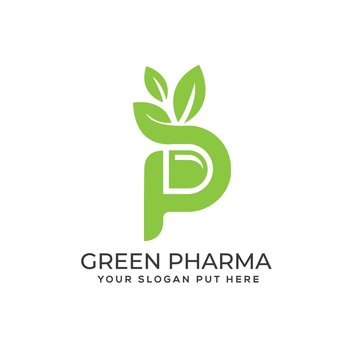 Green Pharma logo design or P letter pharmacy logo design template vector eps 