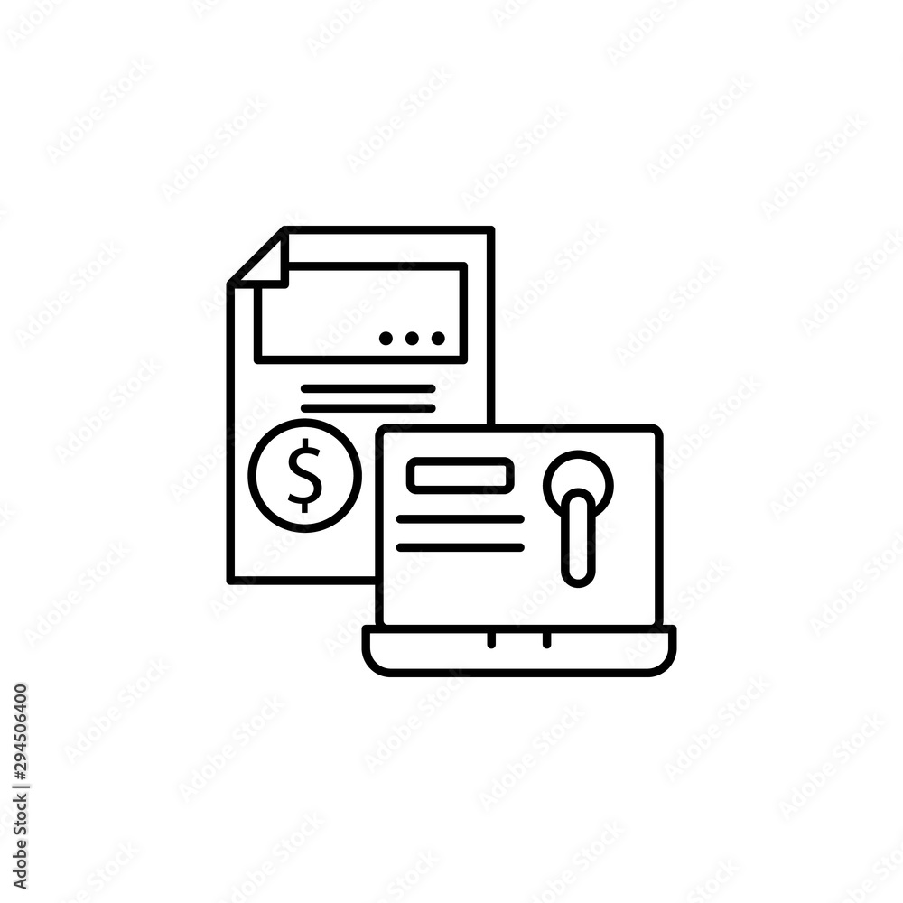 Poster file document locked computer icon. element of confidential line icon