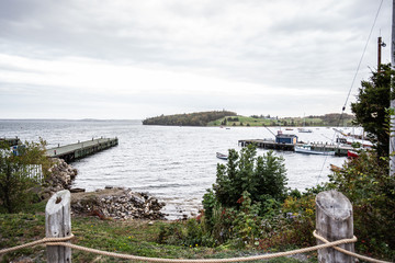 the view on the small harbor in Lunenburg Nova scotia