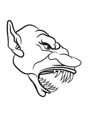 troll gefährlich ork cartoon grimmig verfolgen märchen wald fabeln sagen fantasy waldwesen einfarbig