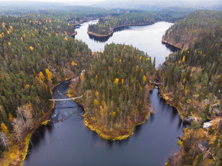 Autumn view of Oulanka National Park landscape, during hiking, a finnish national park in the...