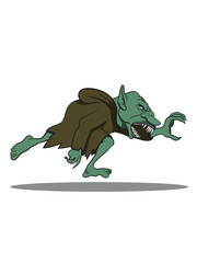 troll gefährlich ork cartoon grimmig verfolgen märchen wald fabeln sagen fantasy mehrfarbig