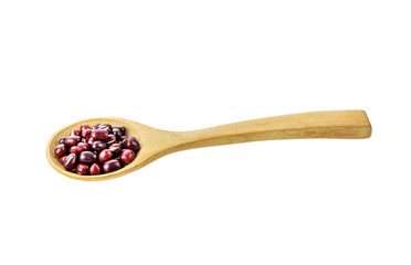 Red beansinspoon isolated on white background