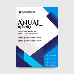 Blue Flyer Template Layout Design. Corporate Business Flyer, Brochure, Annual Report, Catalog, Magazine Mock up. Creative Modern Bright Flyer Concept with Square Shapes