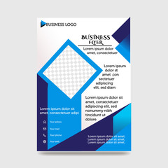 Blue Flyer Template Layout Design. Corporate Business Flyer, Brochure, Annual Report, Catalog, Magazine Mock up. Creative Modern Bright Flyer Concept with Square Shapes