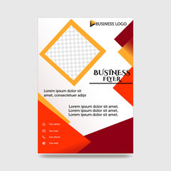 Fototapeta premium Orange Flyer Template Layout Design. Corporate Business Flyer, Brochure, Annual Report, Catalog, Magazine Mock up. Creative Modern Bright Flyer Concept with Square Shapes