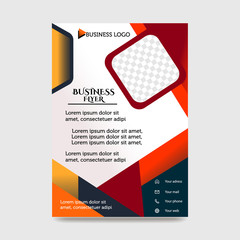Orange Flyer Template Layout Design. Corporate Business Flyer, Brochure, Annual Report, Catalog, Magazine Mock up. Creative Modern Bright Flyer Concept with Square Shapes