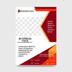 Obraz premium Orange Flyer Template Layout Design. Corporate Business Flyer, Brochure, Annual Report, Catalog, Magazine Mock up. Creative Modern Bright Flyer Concept with Square Shapes