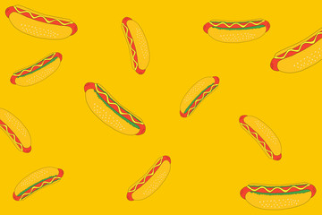 Delicious hot dog, drawing illustration.