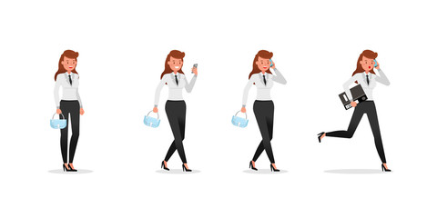 Fototapeta na wymiar Business Woman showing different gestures character vector design. no19