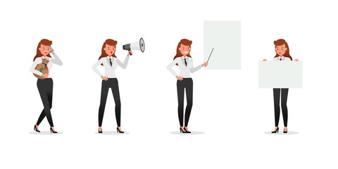 Business Woman showing different gestures character vector design. no21