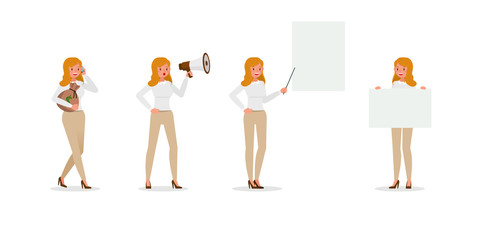 Business Woman showing different gestures character vector design. no29