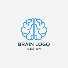 brain line art logo design template - vector