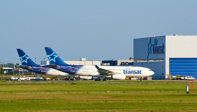 Air Transat airplanes and garage.