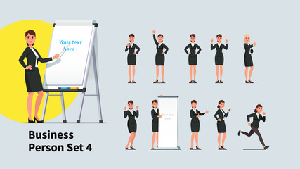 Set of business woman poses and actions