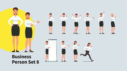 Set of business woman poses. Marketing concept